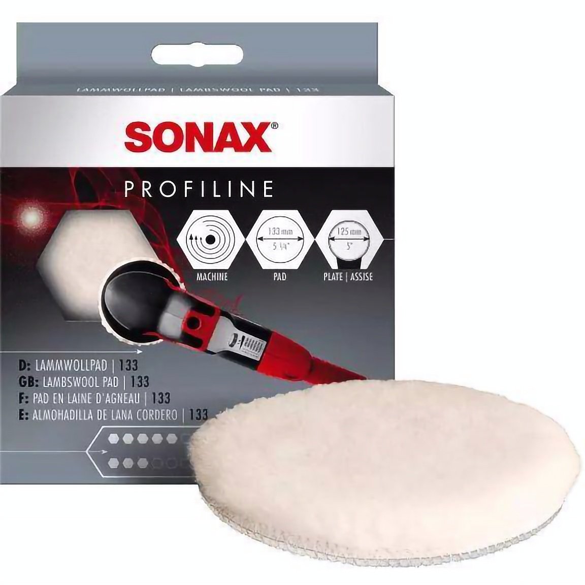 Полировальный круг из овечьей шерсти Sonax ProfiLine, для ротационных полировальных машинок, 130 мм - фото 2
