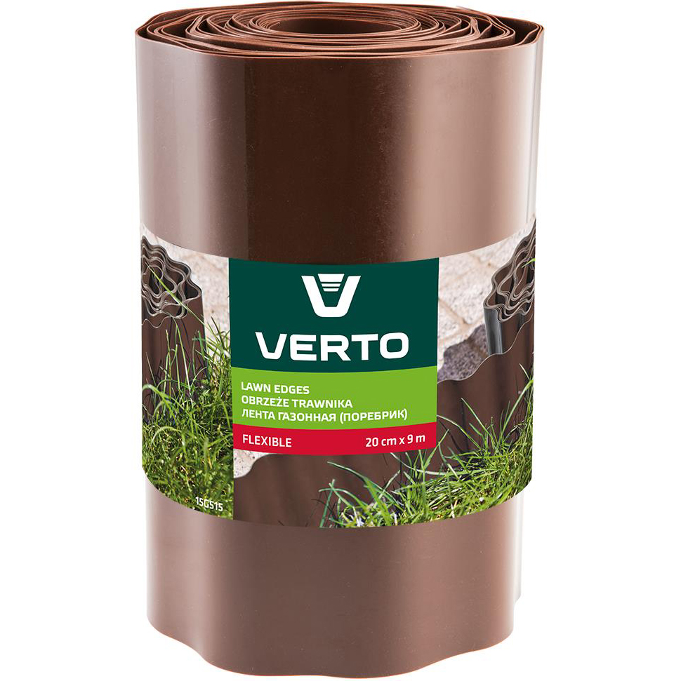 Стрічка газонна Verto, бордюрна, хвиляста, 20 см x 9 м, коричнева (15G515) - фото 1