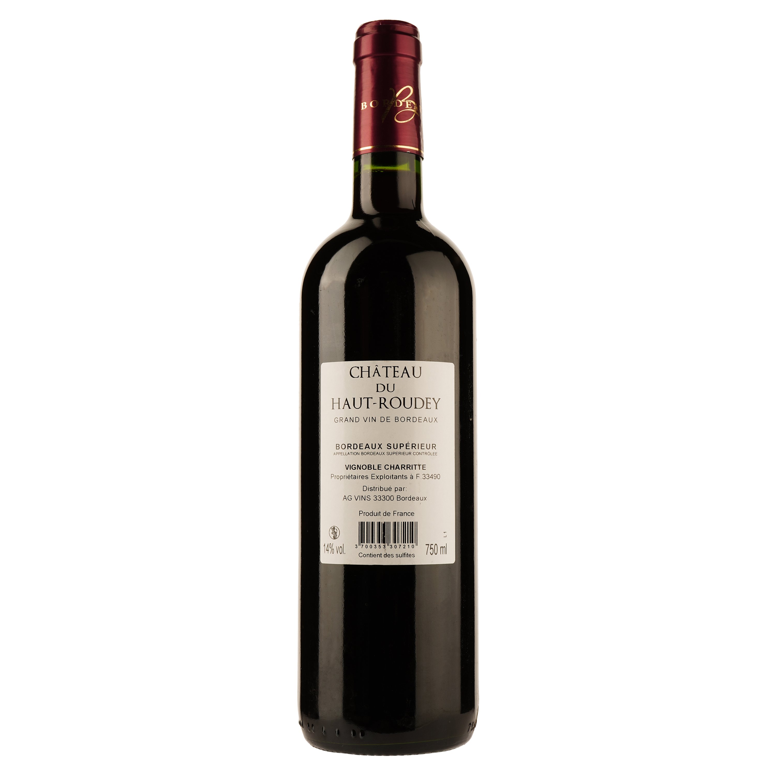 Вино Chateau Du Haut Roudey Bordeaux Superieur AOP, красное, сухое, 0,75 л - фото 2