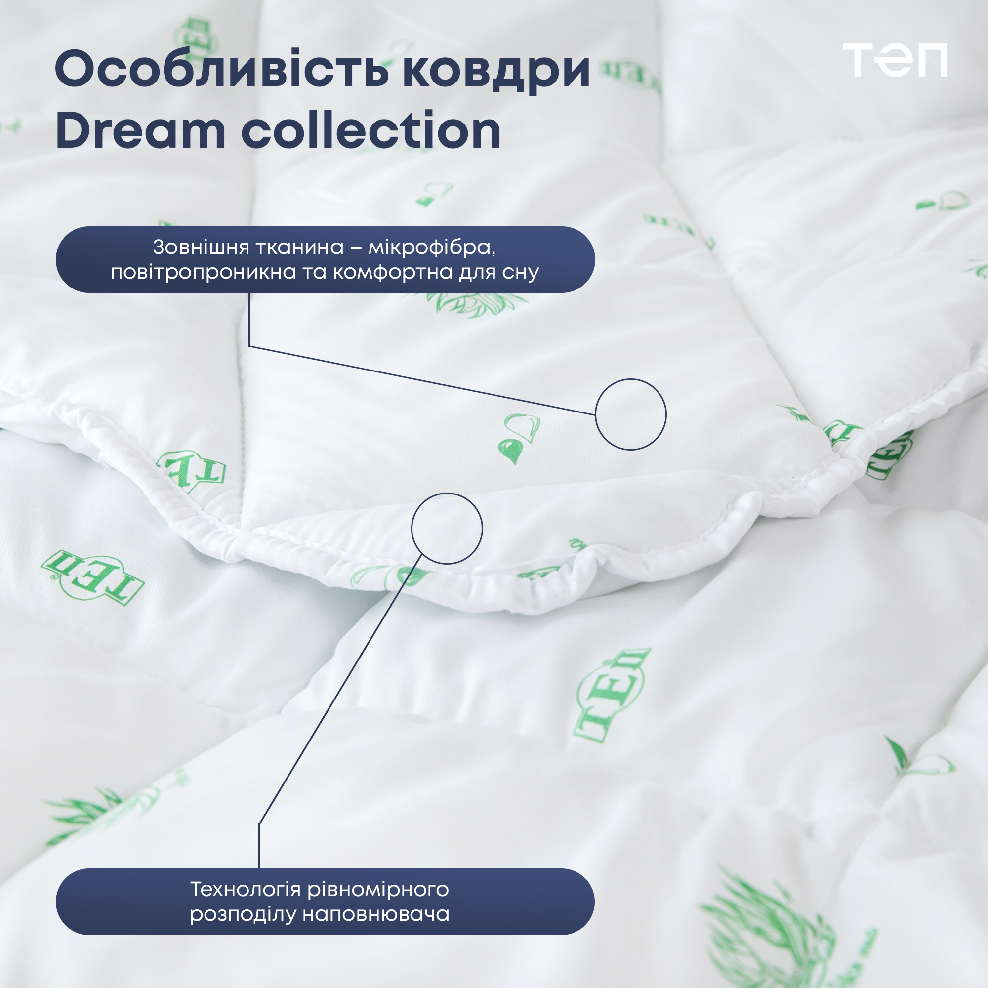 Одеяло ТЕП Dream Collection Aloe Vera 140x210 белое (1-02568_00000) - фото 8