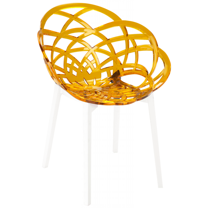 Кресло Papatya Flora, прозрачно-желтое сиденье, низ белый (285988) - фото 1
