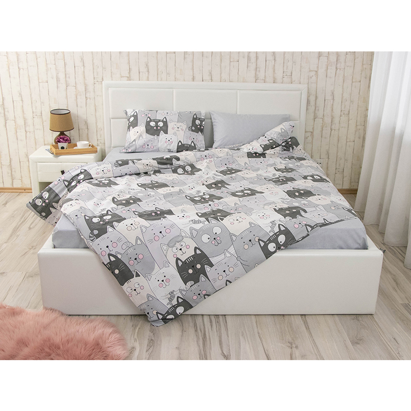 Комплект постельного белья Руно Grey Cat бязь набивная евро серый (845.114Б_GreyCat) - фото 3