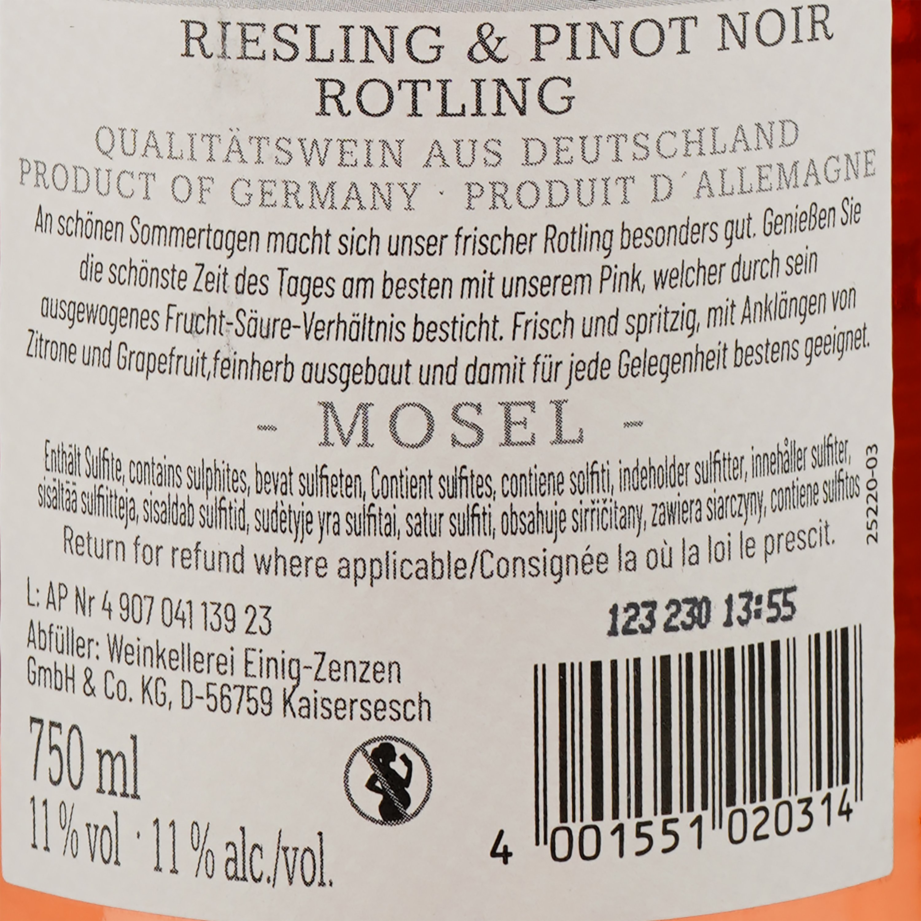 Вино Propstei Ebernach Pink Riesling & Pinot Noir розовое полусухое 0.75 л - фото 3