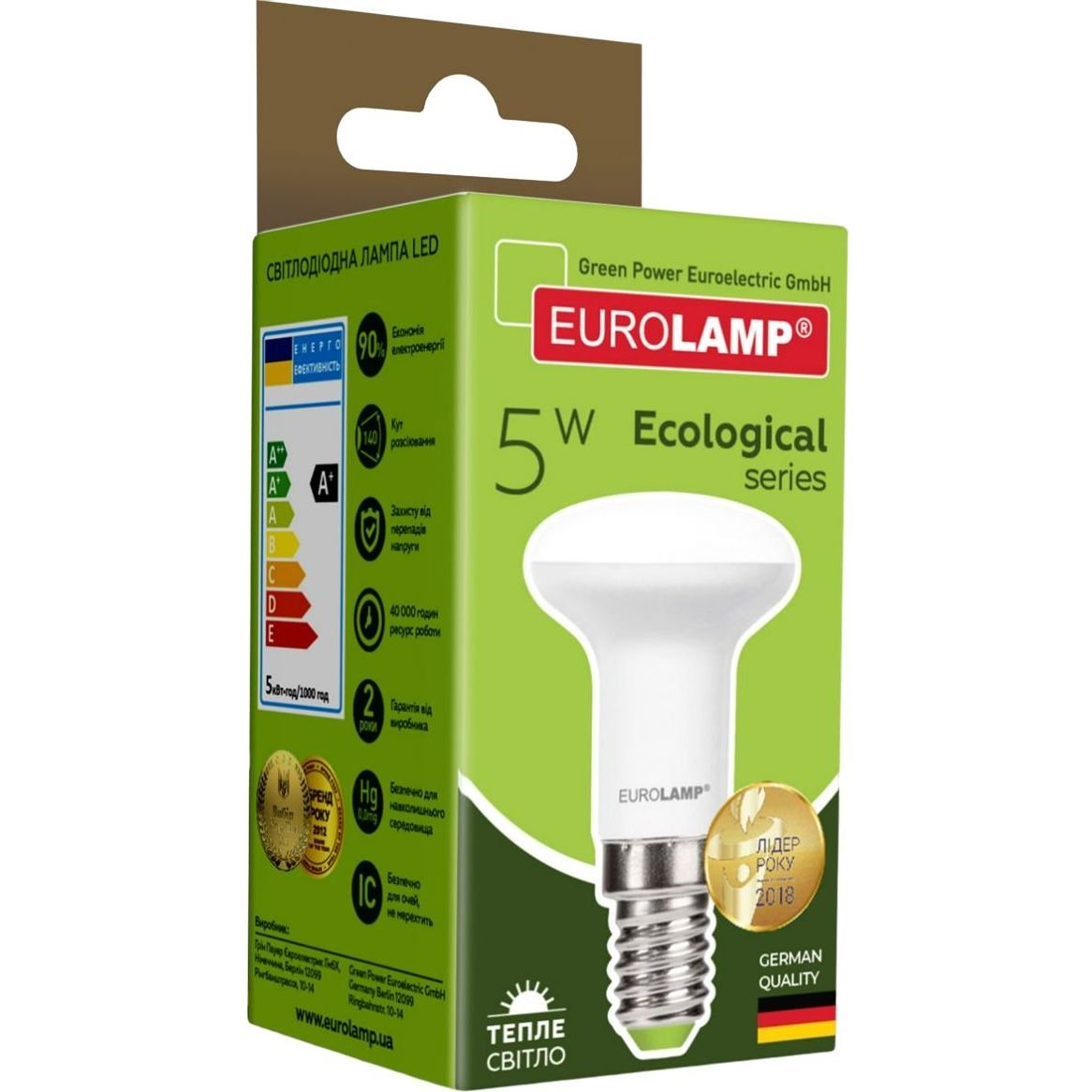 Светодиодная лампа Eurolamp LED Ecological Series, R39, 5W, E14 3000K (LED-R39-05142(P)) - фото 4