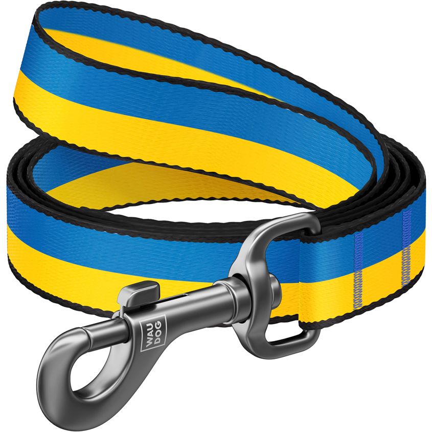 Поводок для собак Waudog Nylon Colors of freedom, нейлоновый, S, 122х1,5 см, желтый с голубым - фото 1