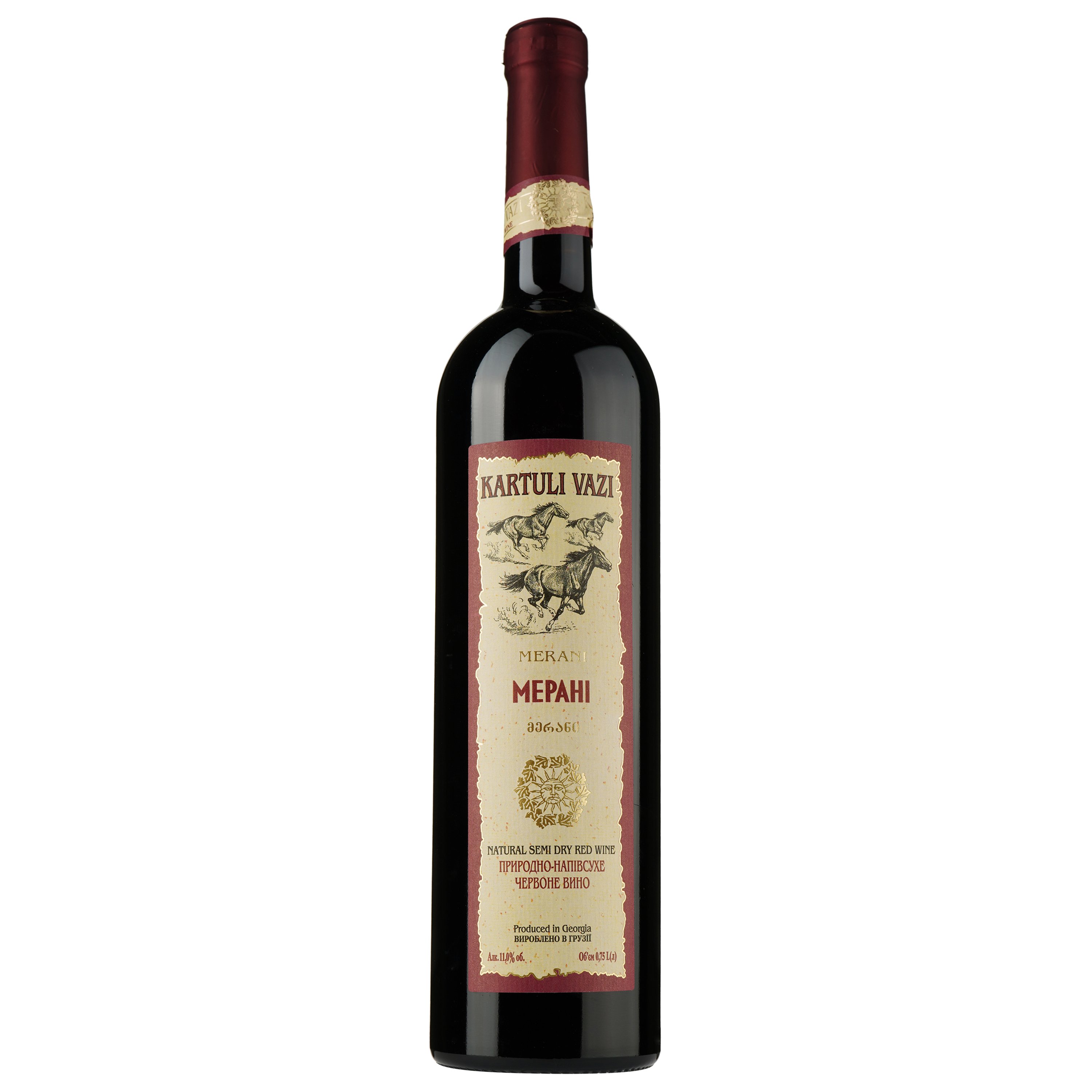 Вино Kartuli Vazi Мерані, червоне, 11%, 0,75 л - фото 1
