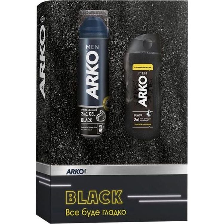 Подарунковий набір Arko Men Black: Гель для гоління 200 мл + Гель для душу 260 мл - фото 1