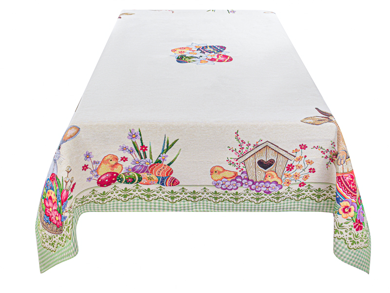 Скатертина Lefard Home Textile Peeps гобеленова 180x140 см бежево-зелена (732-283) - фото 2