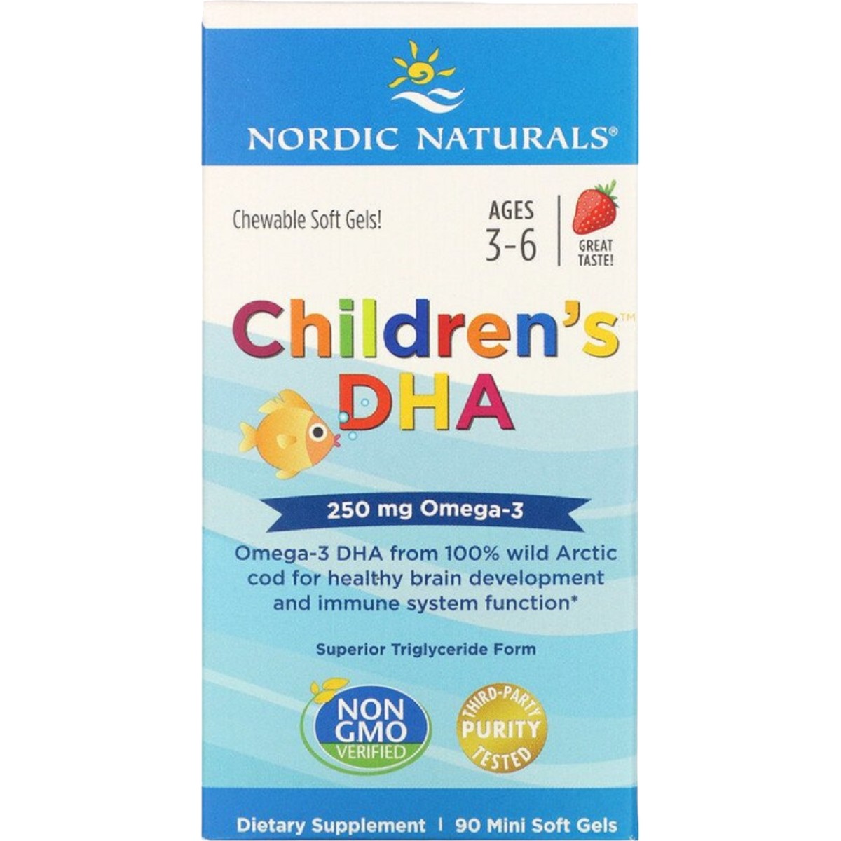 Риб'ячий жир для дітей Nordic Naturals Children's DHA зі смаком полуниці 250 мг 90 міні капсул - фото 1