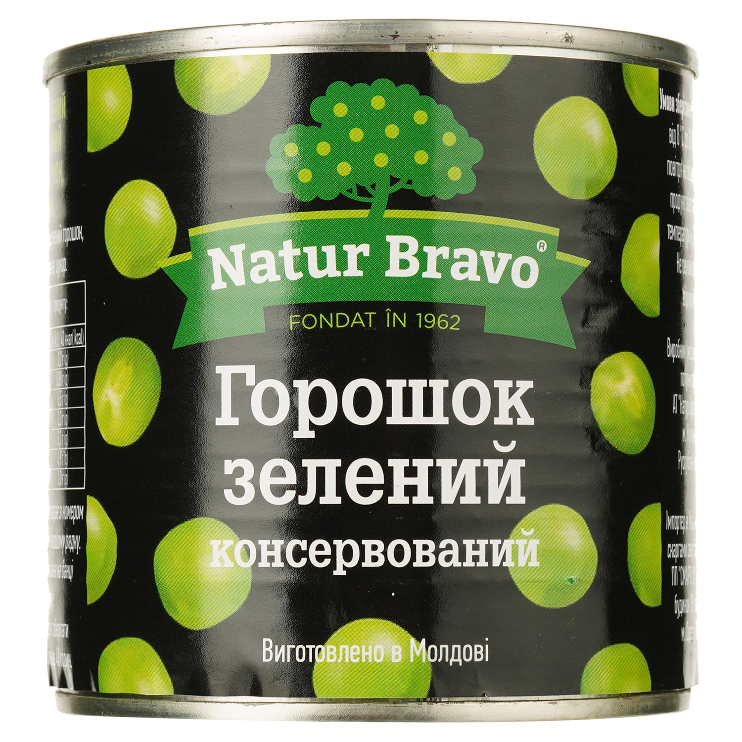 Горошек зеленый Natur Bravo консервированный 425 мл - фото 1