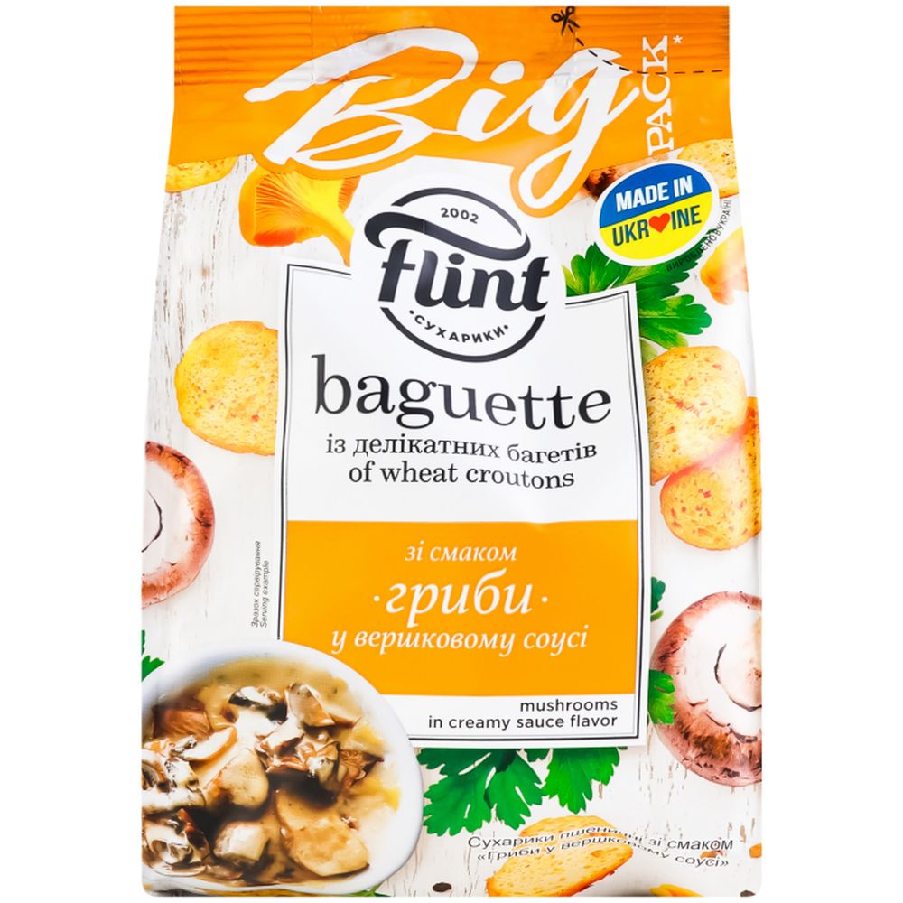 Сухарики Flint Baguette Пшеничные со вкусом грибов в сливочном соусе 150 г (814785) - фото 1
