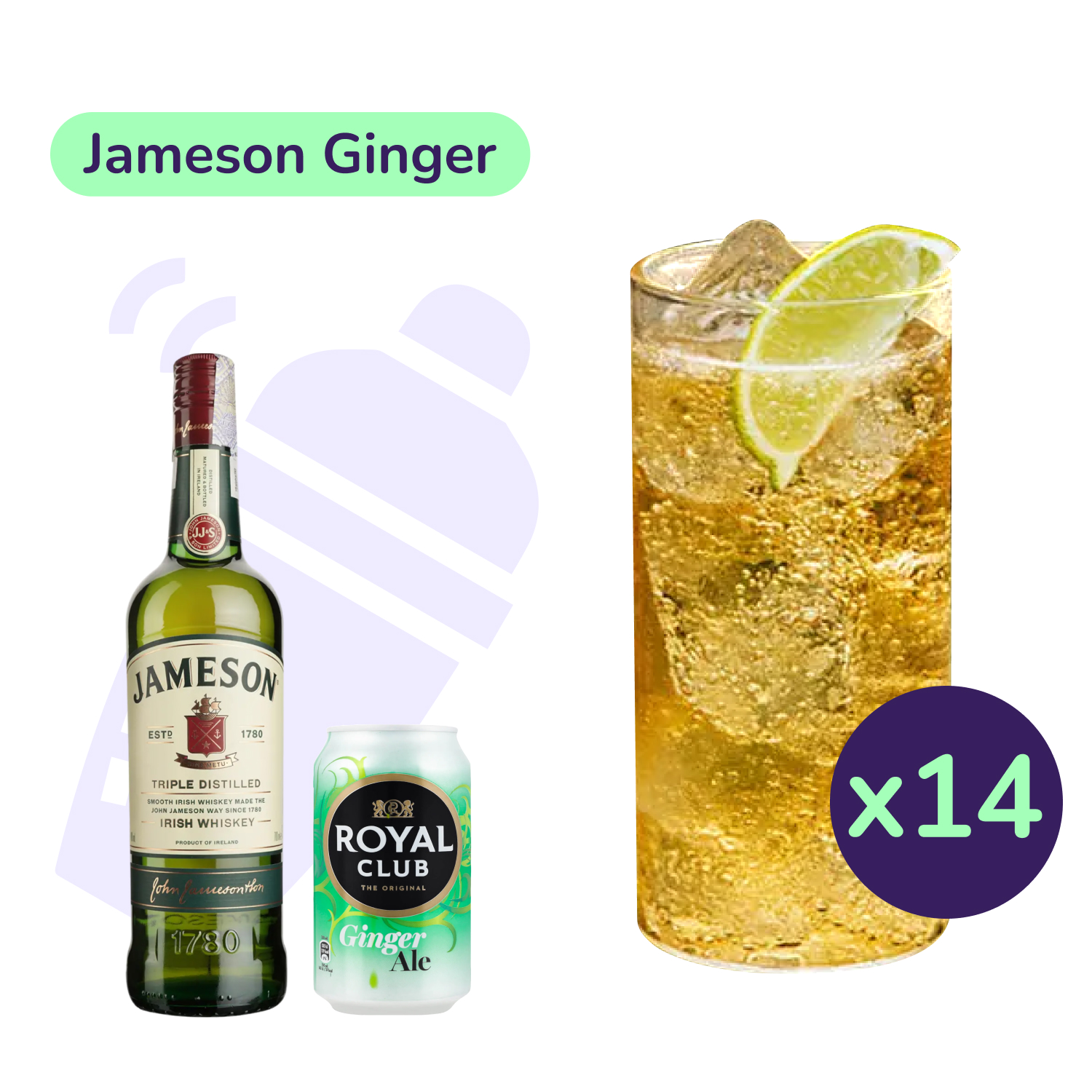 Коктейль Jameson Ginger (набор ингредиентов) х14 на основе Jameson Irish Whiskey - фото 1