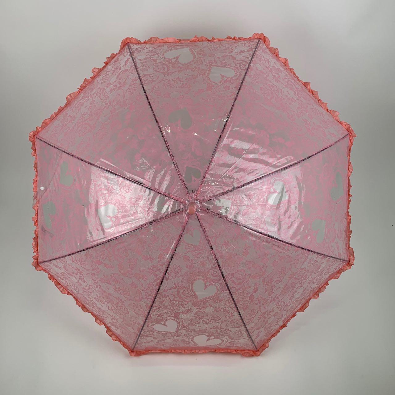 Дитяча парасолька-палиця напівавтомат S&L 84 см рожева - фото 2