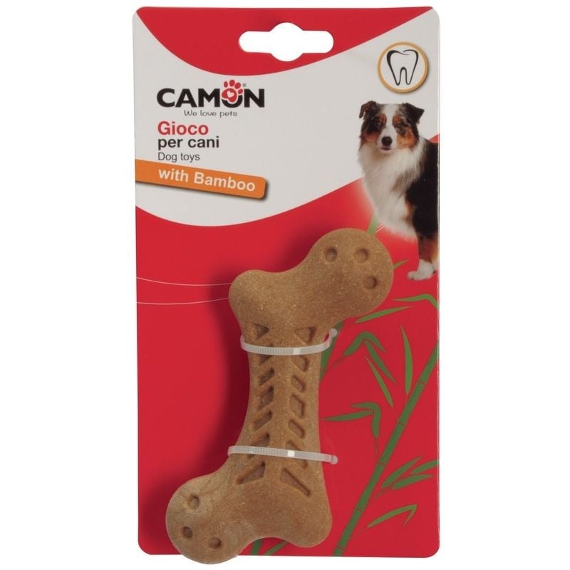 Игрушка для собак Camon косточка для поддержания здоровья зубов, бамбуковая, 13 см - фото 1