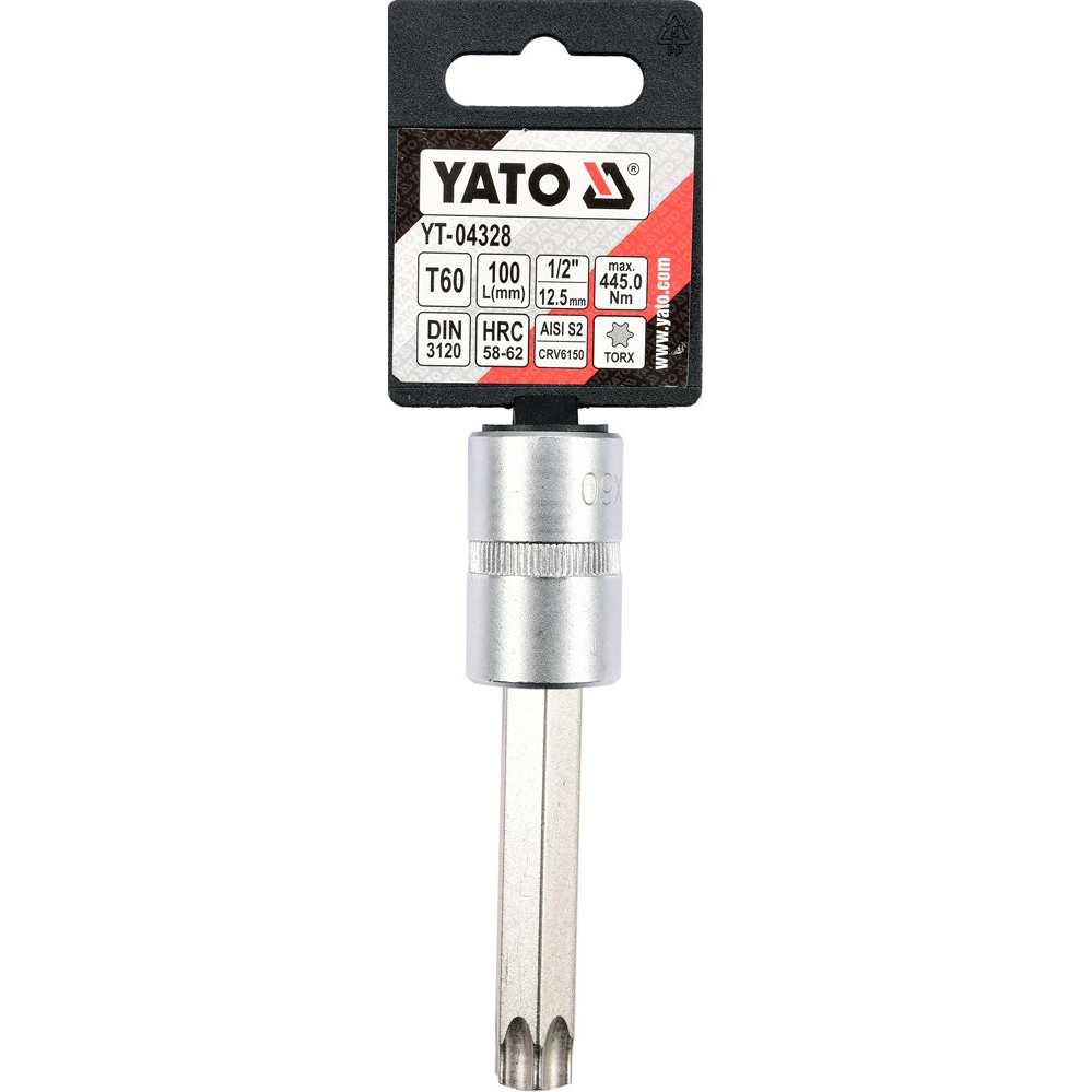 Головка торцевая Yato квадрат 1/2" TORX удлиненная Т60 L= 100 мм (YT-04328) - фото 3