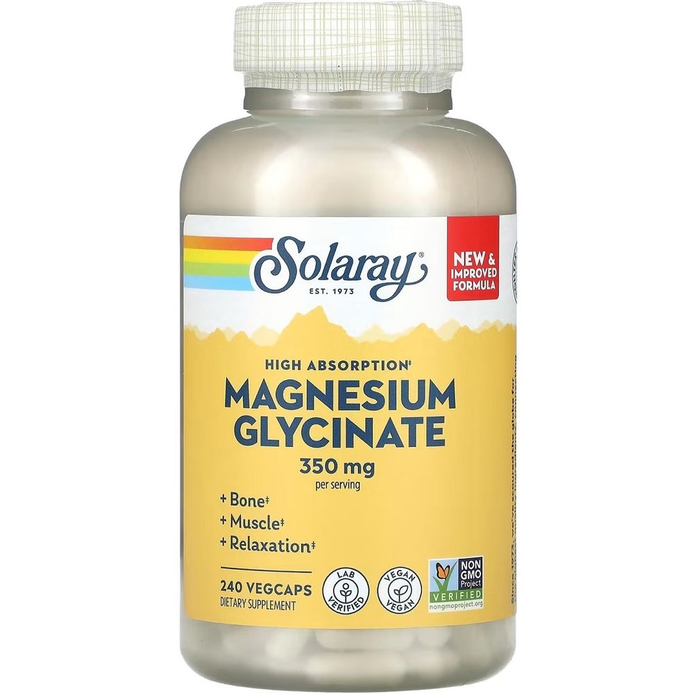 Гліцинат магнію Solaray Magnesium Glycinate 350 мг 240 вегетаріанських капсул - фото 1