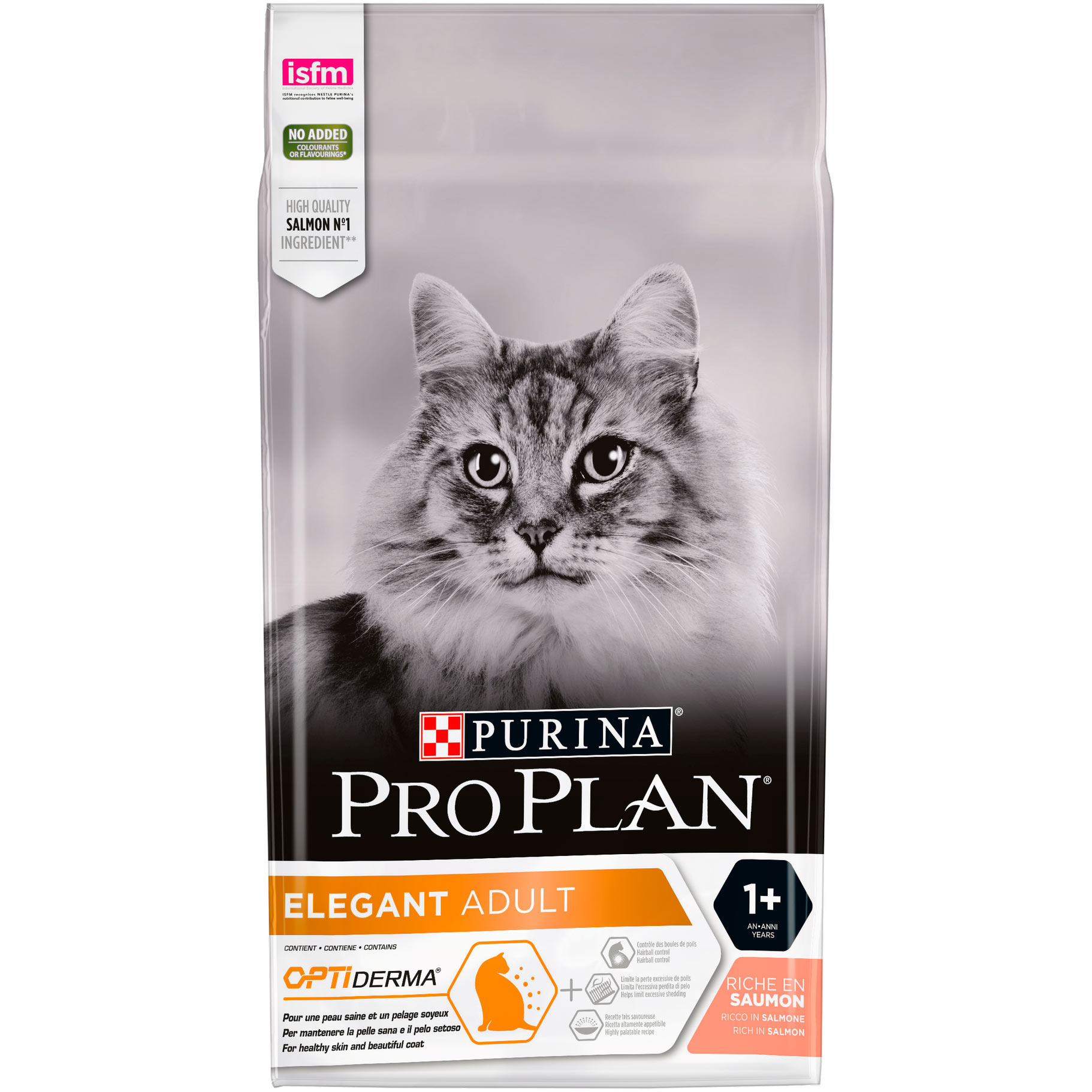 Сухой корм для кошек с чувствительной кожей и от выпадения шерсти Purina Pro Plan Elegant, с лососем, 1,5 кг (12371194) - фото 3