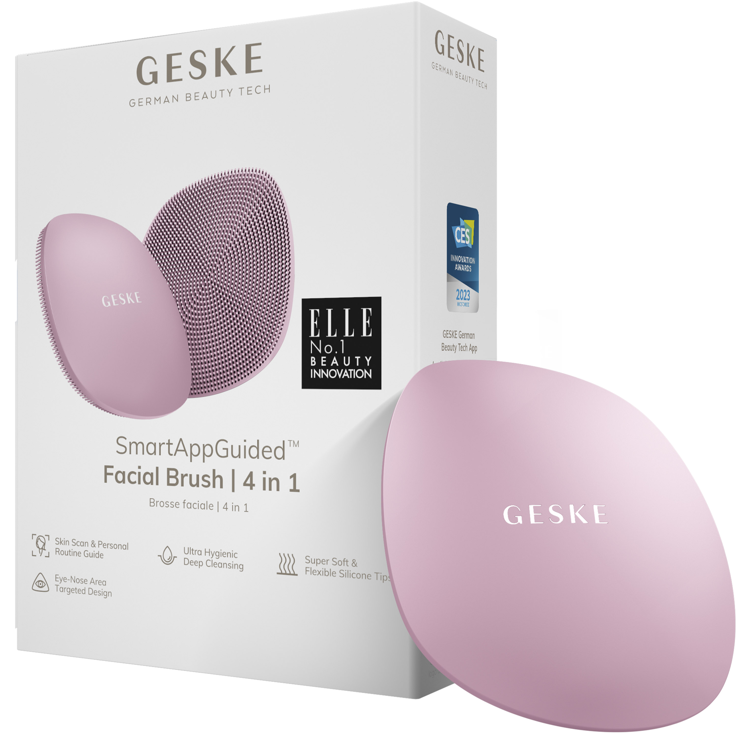 Щетка для лица GESKE Facial Brush 4 в 1 розовая - фото 1