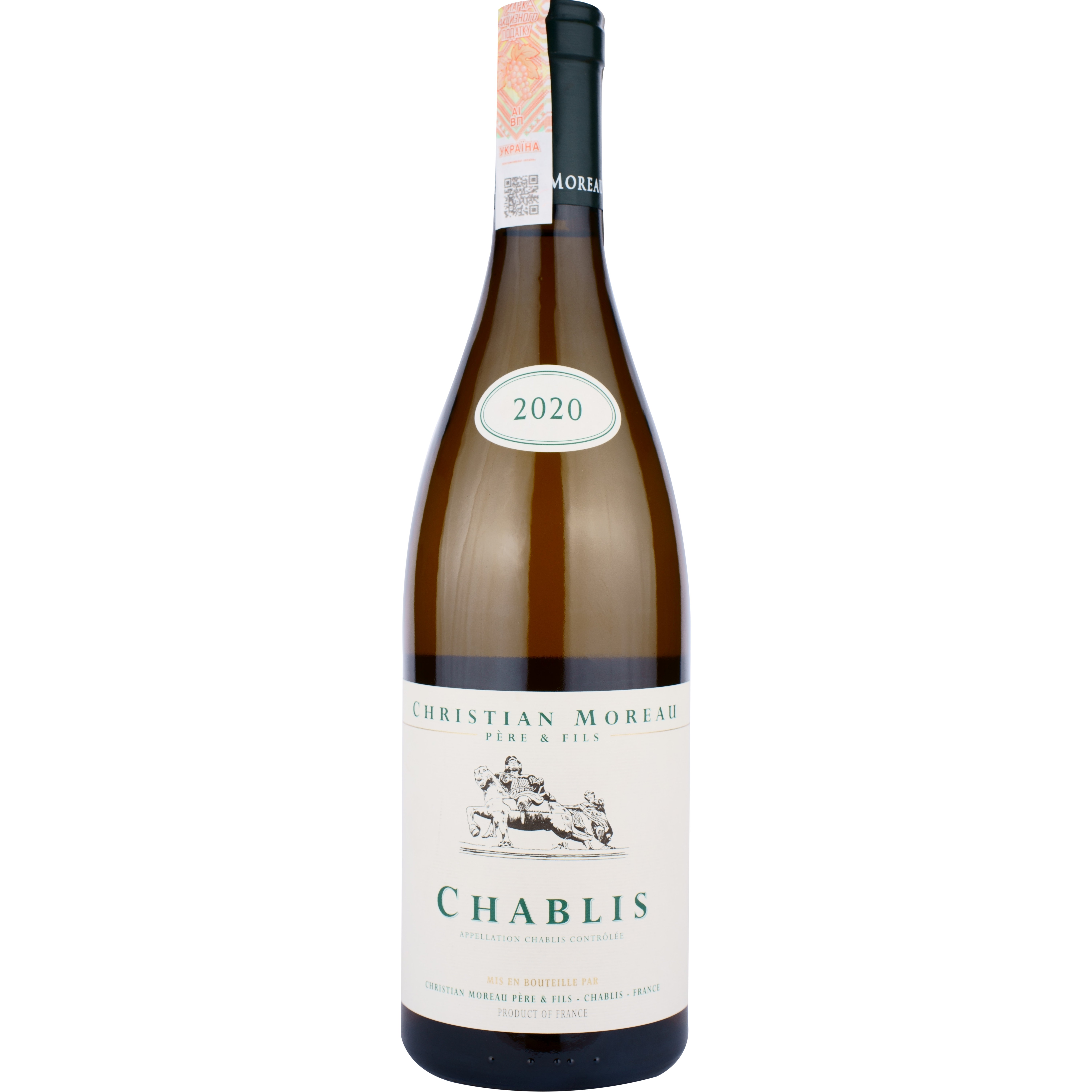 Вино Domaine Christian Moreau Chablis AOC, біле, сухе, 0,75 л - фото 1