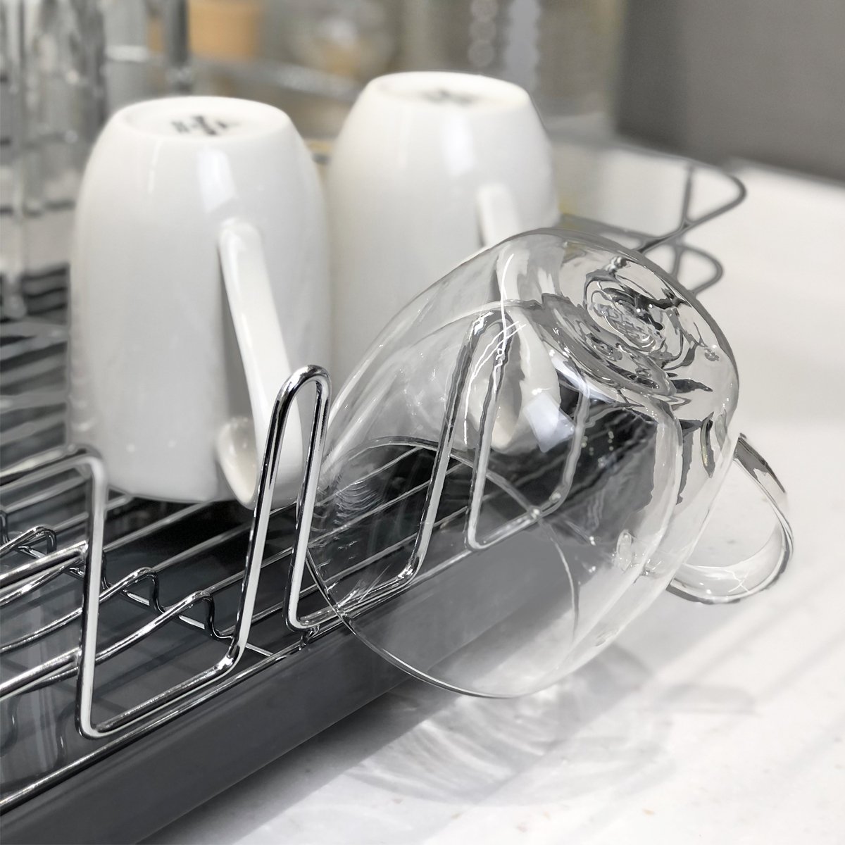 Сушилка для посуды МВМ My Home, с органайзером, серый (DR-02 GRAY) - фото 3