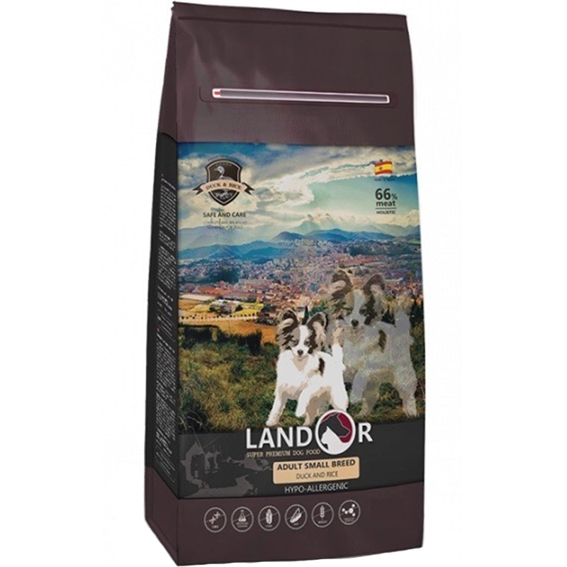 Сухий корм для дорослих собак дрібних порід Landor з качкою та рисом 15 кг - фото 1
