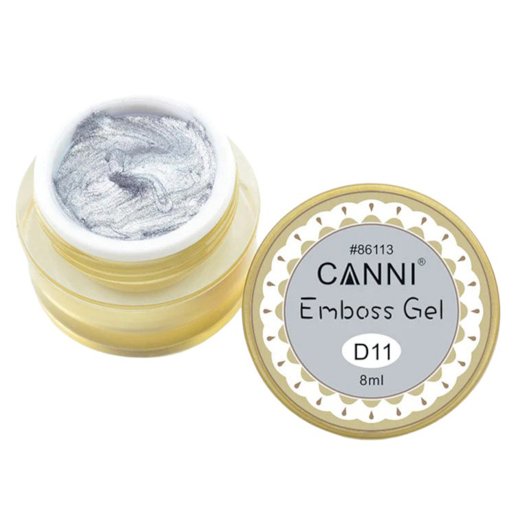 Гель-паста Canni 3D Emboss Gel D11 сріблястий 8 мл - фото 1