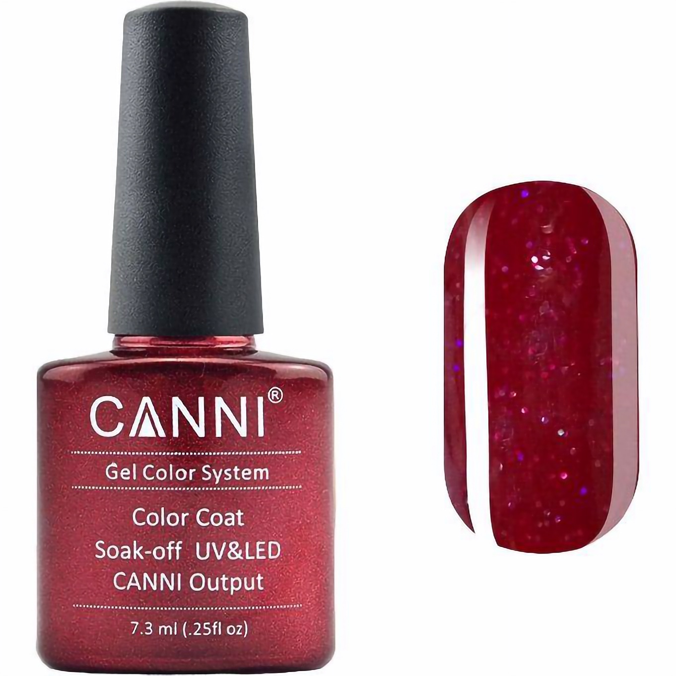 Гель-лак Canni Color Coat Soak-off UV&LED 129 бордовый с мелкими блестками 7.3 мл - фото 1