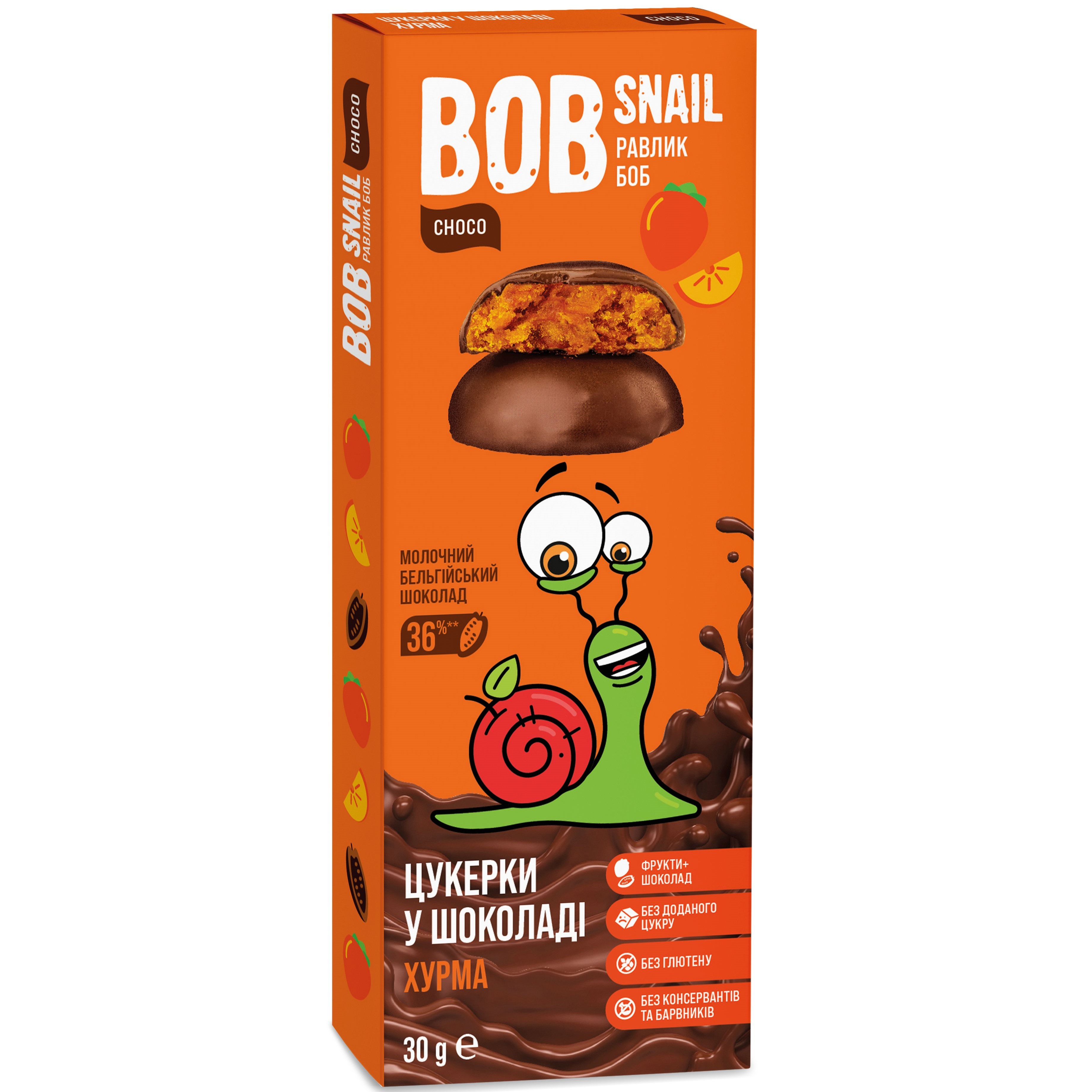 Цукерки з хурми Bob Snail у молочному шоколаді 30 г - фото 1