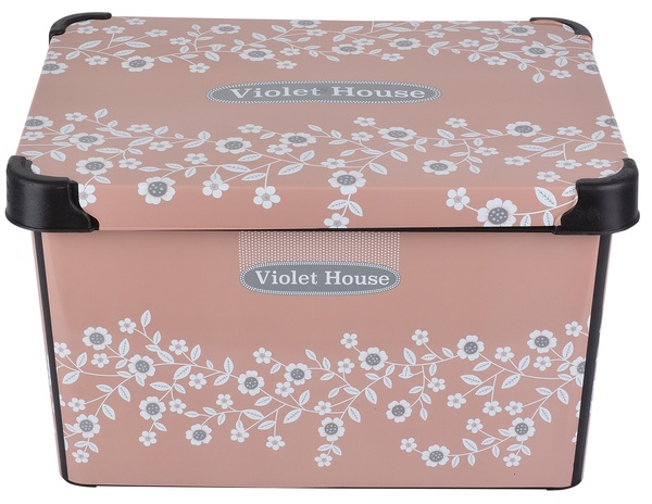 Кошик Violet House 0648 Powder Flowers, з кришкою, 20 л, рожевий (0648 POWDER FLOWERS с/кр. 20 л) - фото 2