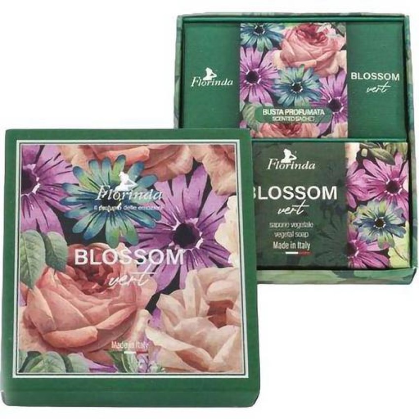 Набор мыла Florinda Зеленые цветы, 200 г + 3 ароматических пакетика - фото 1