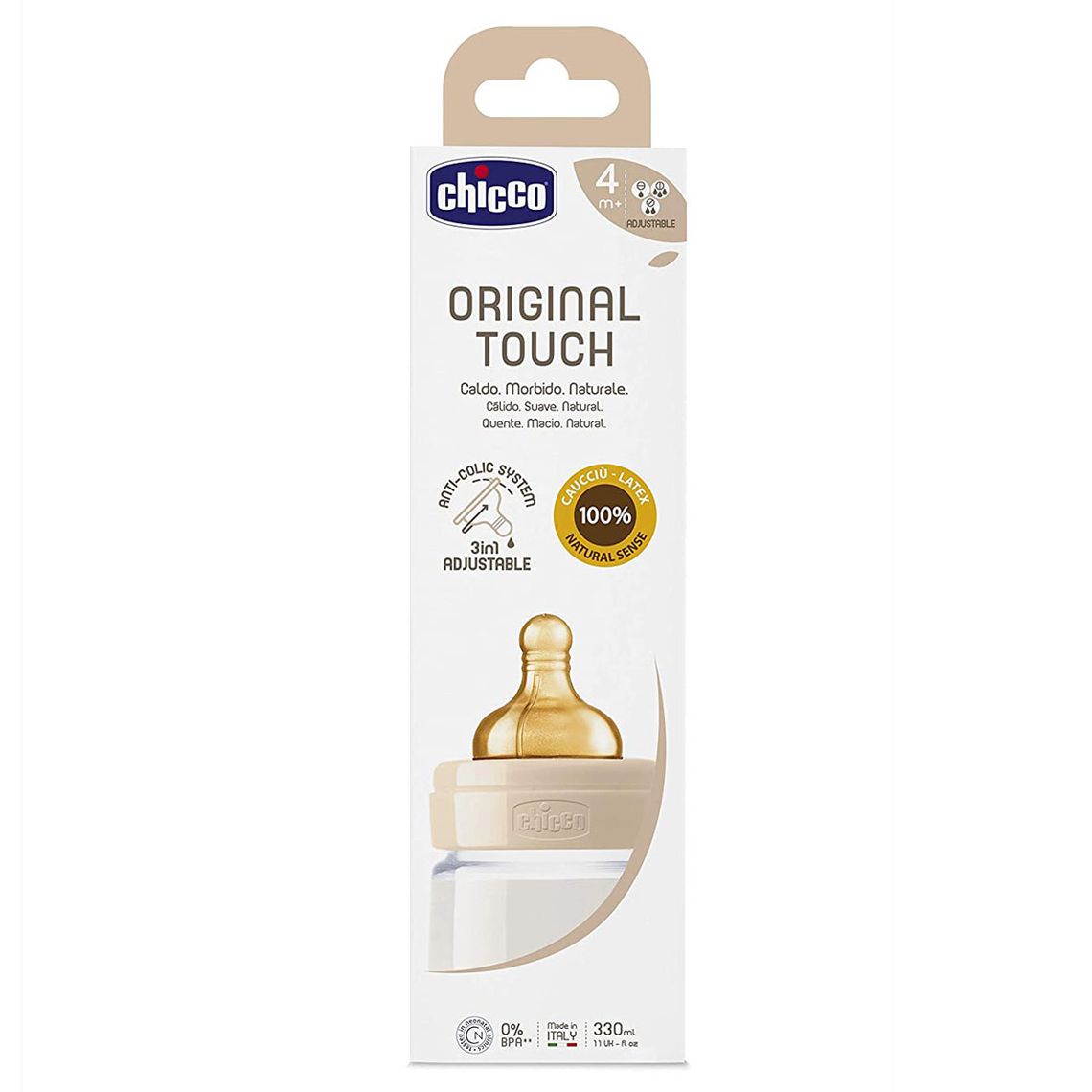 Пляшечка для годування Chicco Original Touch, з латексною соскою, 330 мл, бежевий (27634.30) - фото 3