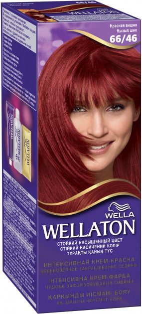 Стойкая крем-краска для волос Wellaton, оттенок 66/46 (красная вишня), 110 мл - фото 1
