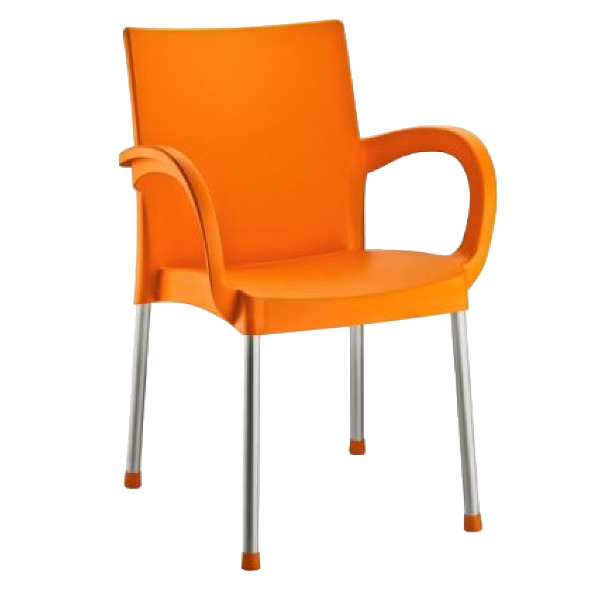 Крісло Irak Plastik Sumela, алюмінієві ніжки, помаранчевий (HK420) - фото 1