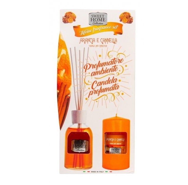 Подарунковий набір Sweet Home: Аромадифузор Orange&Cinnamon, 100 мл + свічка, 135 г - фото 1
