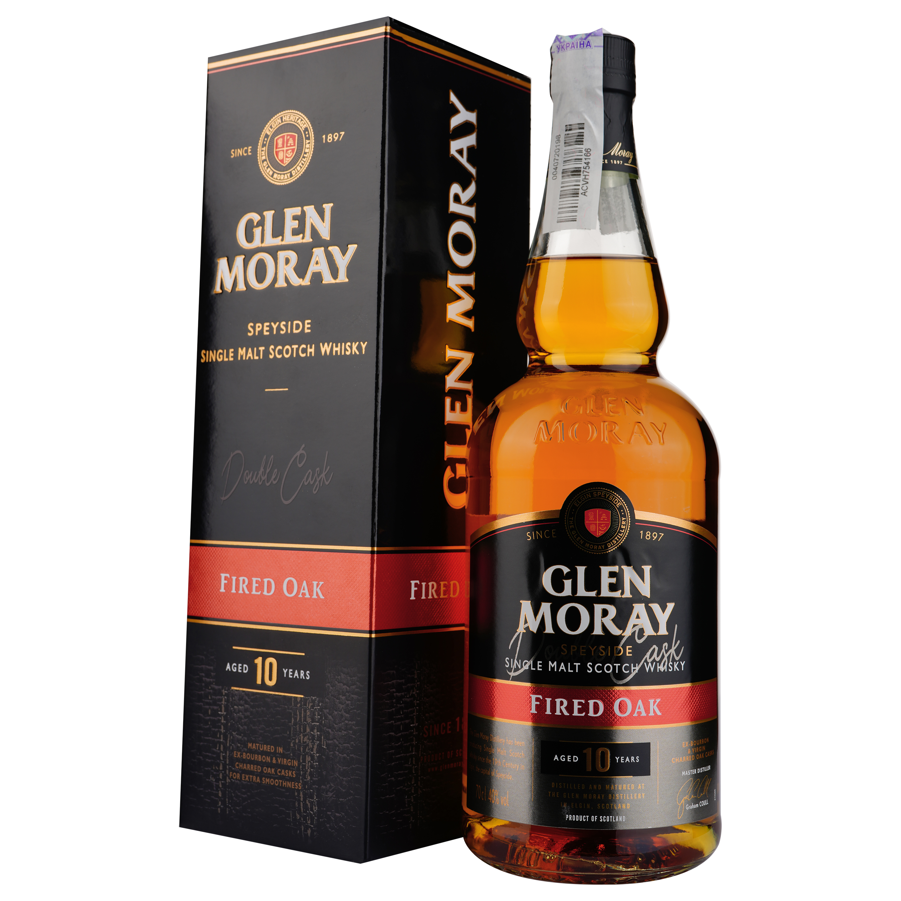 Виски Glen Moray Fired Oak Single Malt Scotch Whisky 10 лет, 40%, 0,7 л (808101) - фото 1