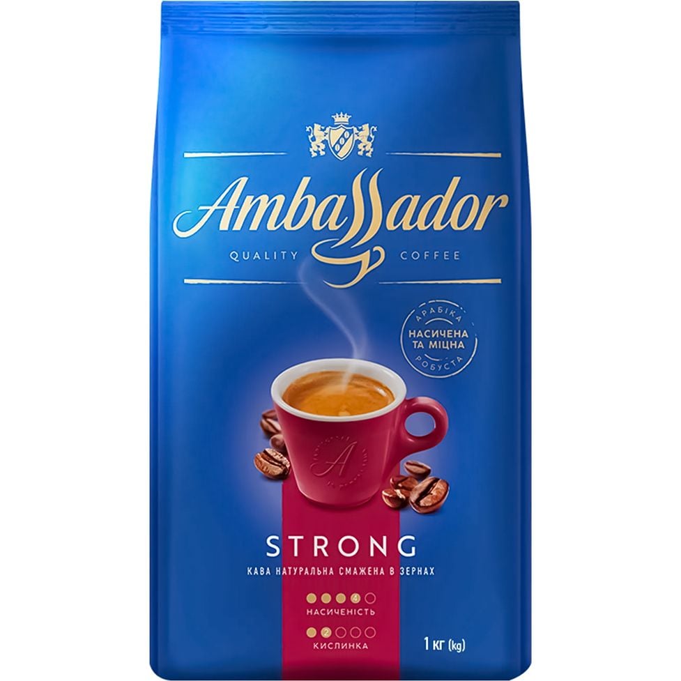 Кофе в зернах натуральный Ambassador Strong, жаренный, 1 кг (843948) - фото 1