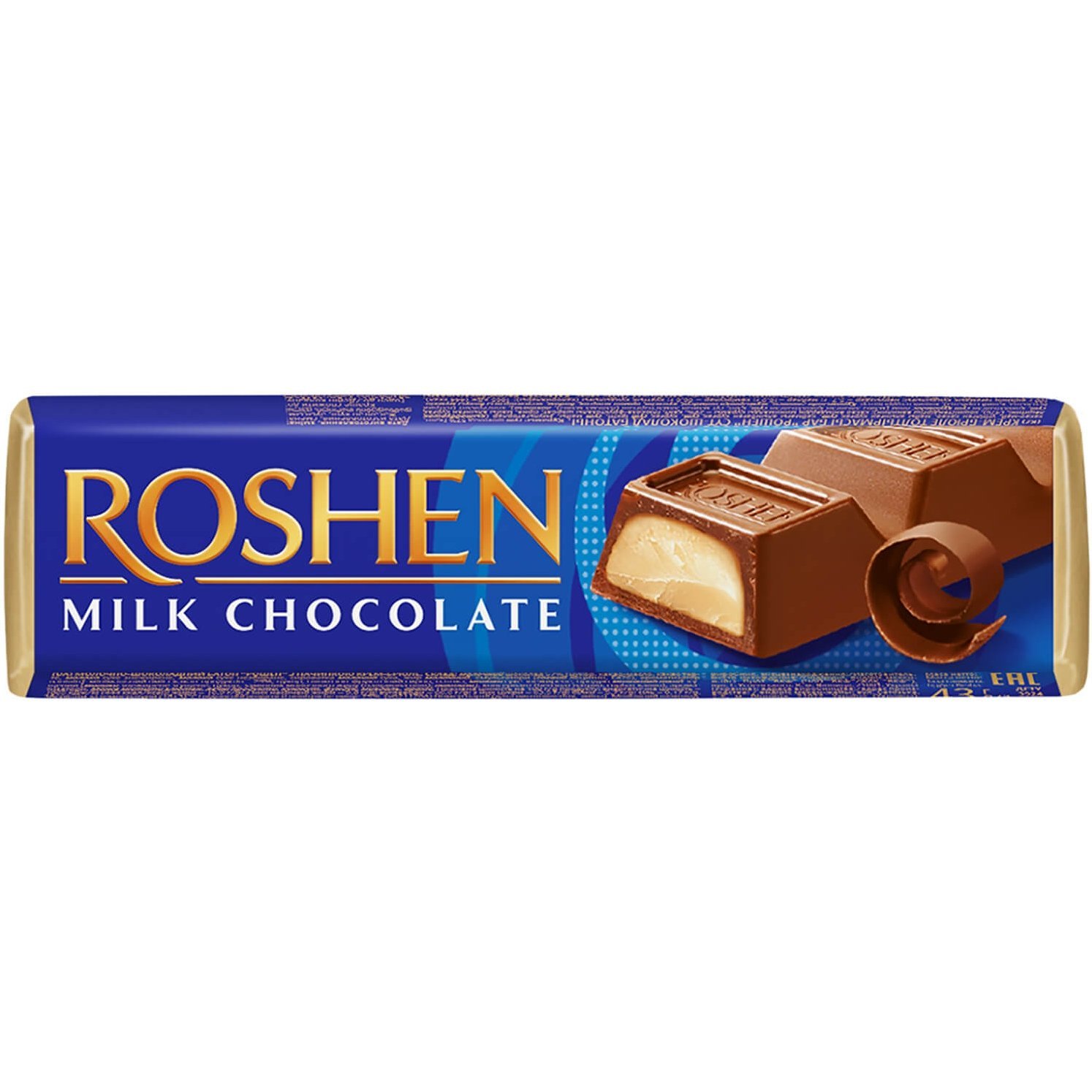 Шоколадный Батончик Roshen Milk Chocolate с начинкой крем-брюле 43 г - фото 1