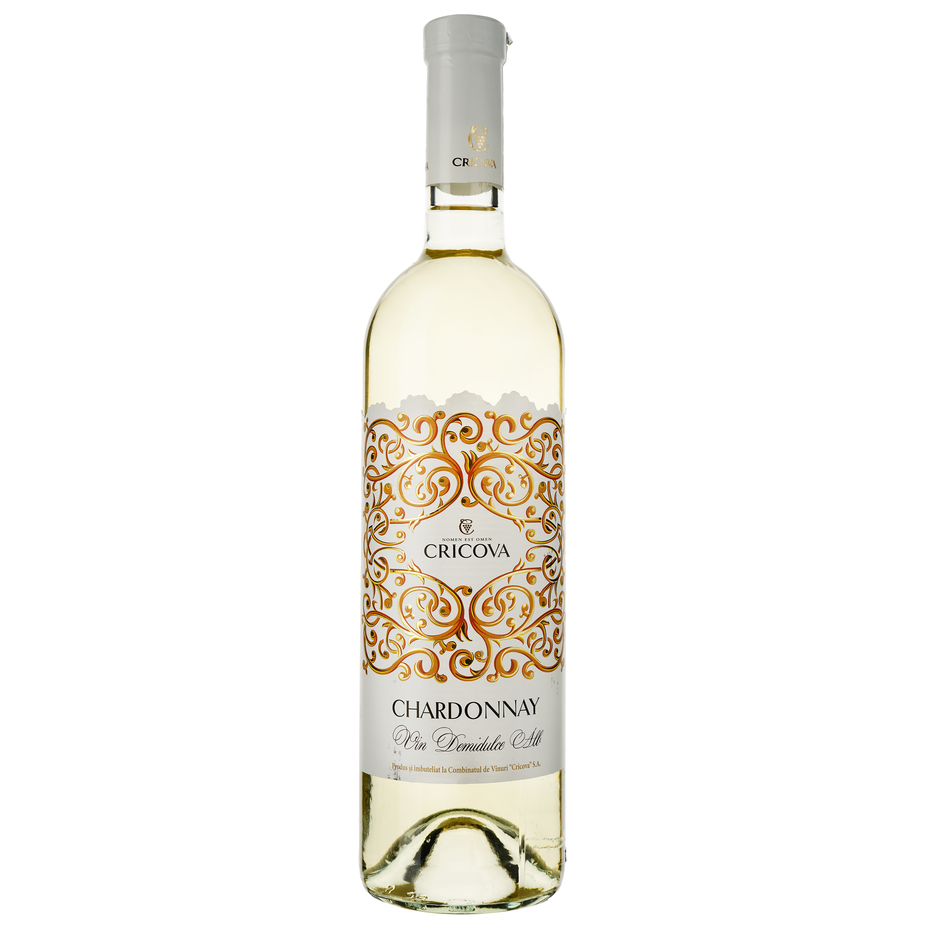 Вино Cricova Chardonnay Ornament, біле, напівсолодке, 0.75 л - фото 1