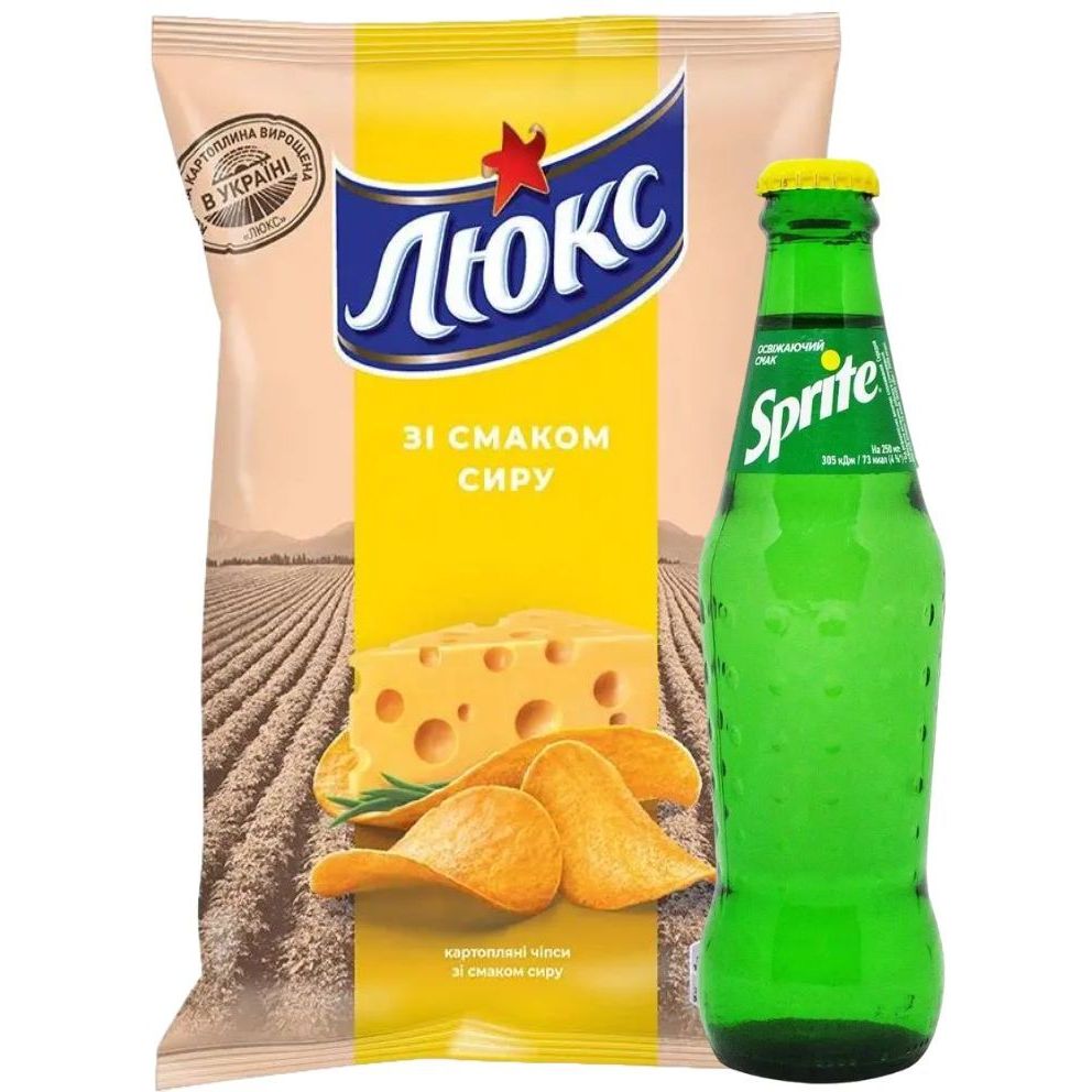 Набор: чипсы Люкс со вкусом сыра 133 г + напиток Sprite безалкогольный 250 мл - фото 1