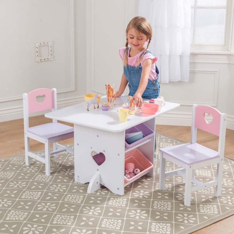 Дитячий стіл з ящиками і двома стільцями KidKraft Heart Table & Chair Set, рожевий (26913) - фото 7