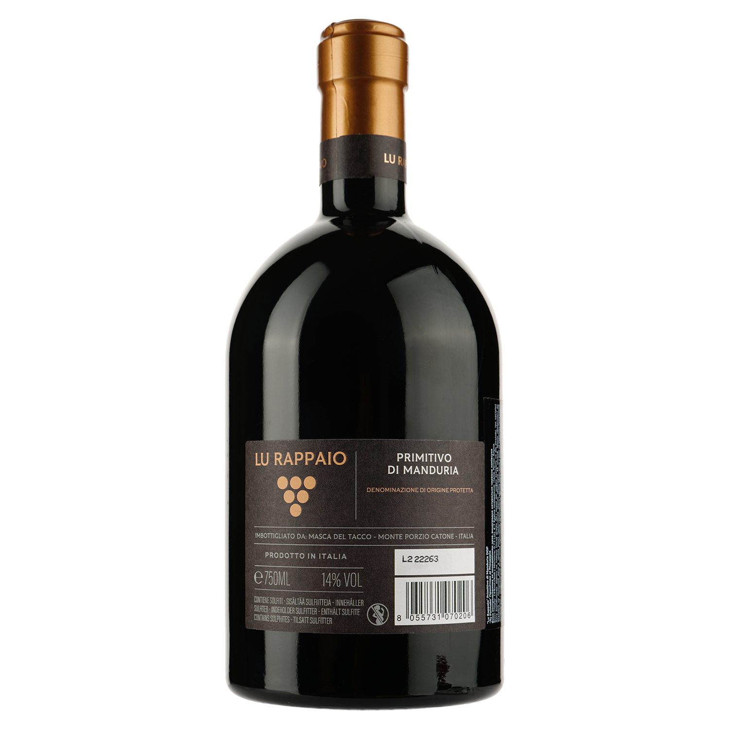 Вино Masca del Tacco Lu Rappaio Primitivo di Manduria DOP, красное, полусухое, 14%, 0,75 л - фото 2