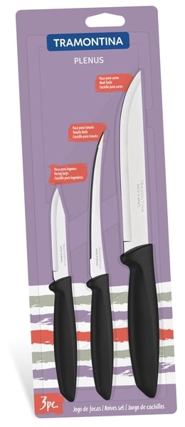 Набор ножей Tramontina Plenus Black, 3 предмета (6366864) - фото 1