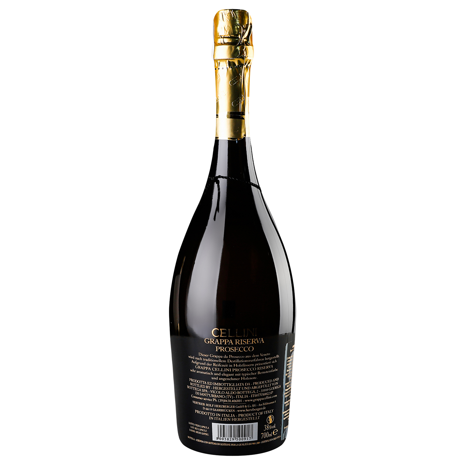 Граппа Bottega Cellini Prosecco Riserva 38%, 0,7 л (522241) - фото 4