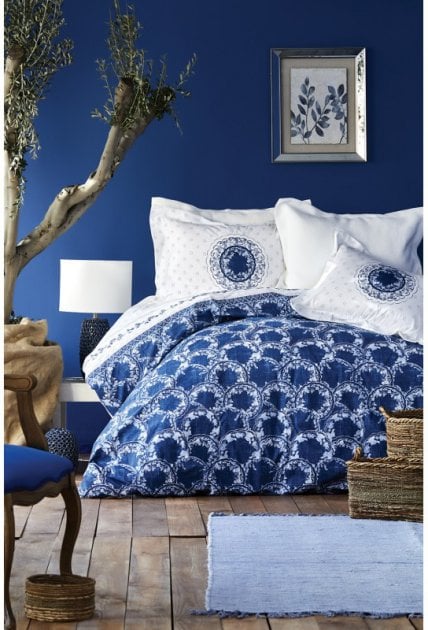 Набір постільна білизна з покривалом та піке Karaca Home Belina mavi, євро, блакитний, 8 предметів (svt-2000022225717) - фото 2