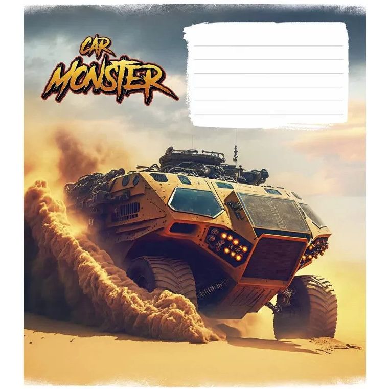 Тетрадь ученическая Monster cars Школярик 012-3243L-5 в линию 12 листов - фото 1