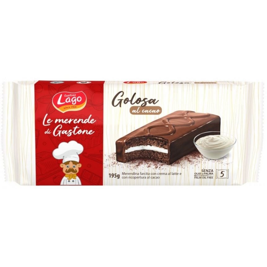 Бісквіт Gastone Lago з какао-молочним кремом в глазурі 195 г - фото 1