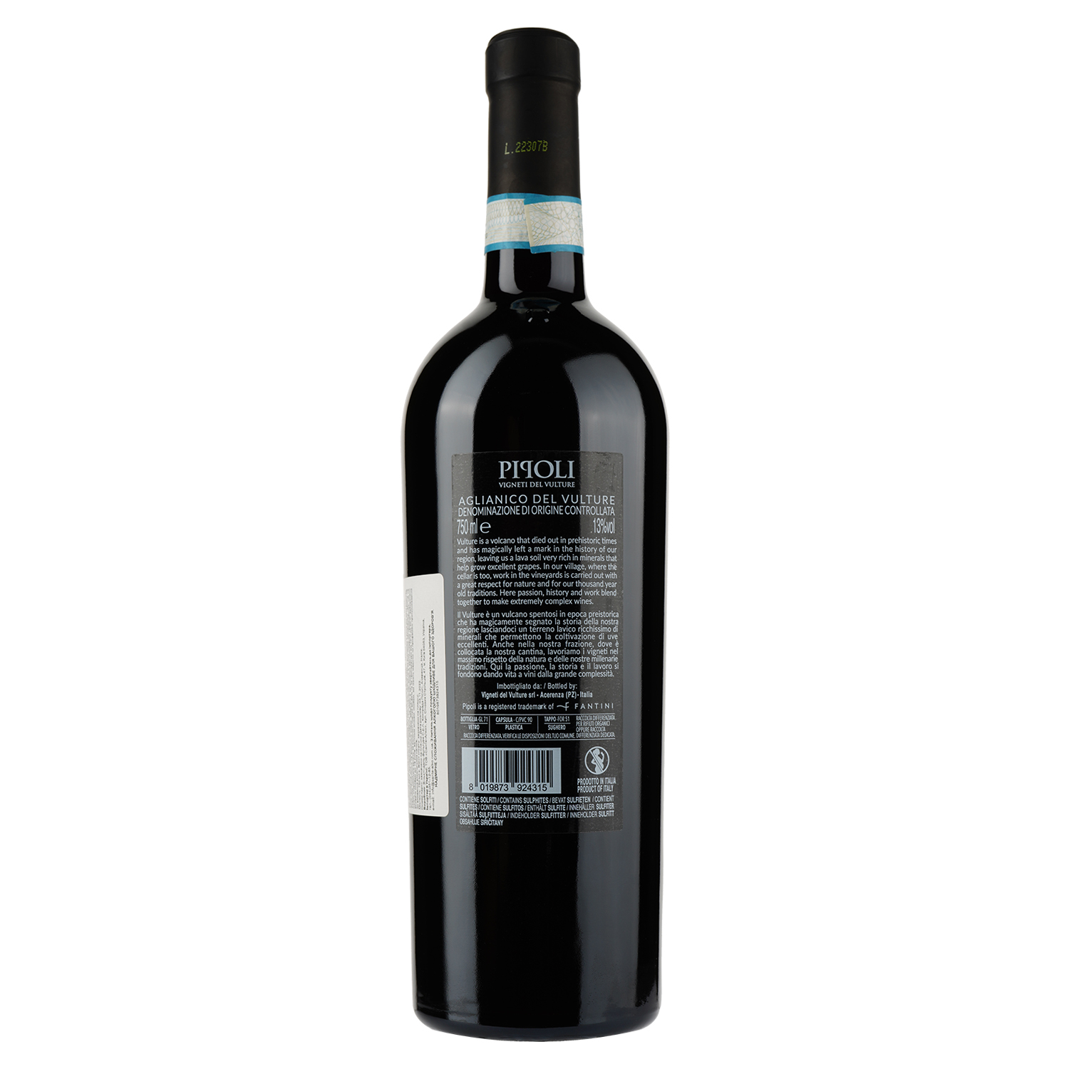 Вино Vigneti Del Vulture Pipoli Aglianico Del Vulture, красное, сухое, 13,5%, 0,75 л - фото 2