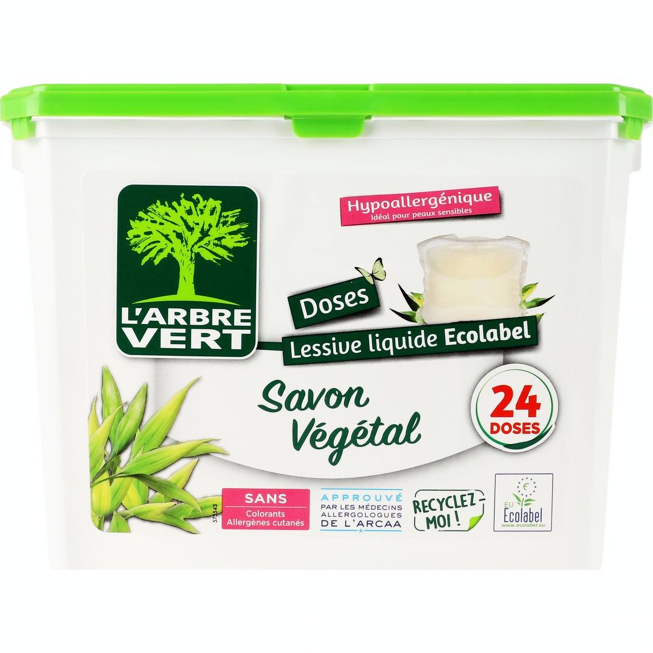 Фото - Пральний порошок LArbre Vert Капсули для прання L'Arbre Vert Рослинне мило 24 шт. х 26.4 г 