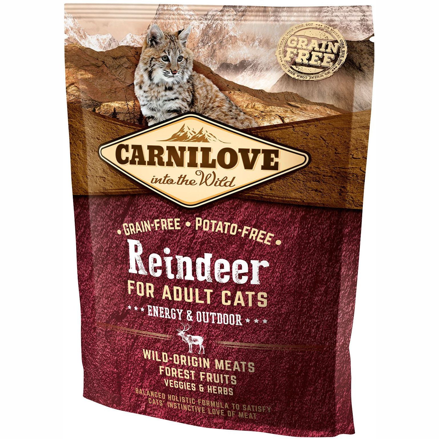 Уценка! Сухой корм для активных кошек Carnilove Cat Raindeer Energy&Outdoor с северным оленем 400 г. Срок годности до 08.2024 - фото 1