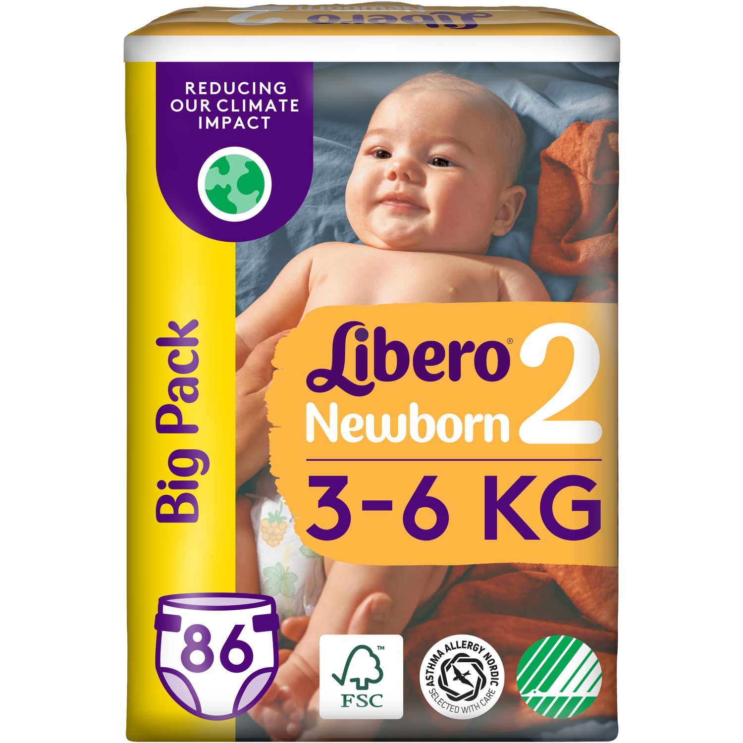 Подгузники Libero Newborn 2 (3-6 кг), 86 шт. (84001) - фото 1